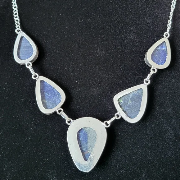 Natural Sodalite Stone Silver Necklace - Picture 2 of 3
